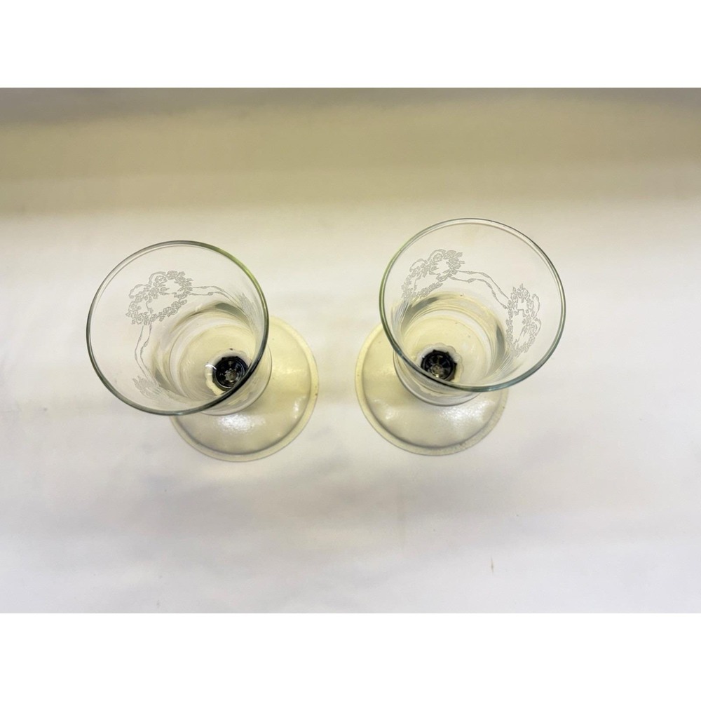 Vtg Homco Clear Glass Etched Parklane Votive Peg Cup Candle Holder W/ Base (2) - Picture 6 of 9